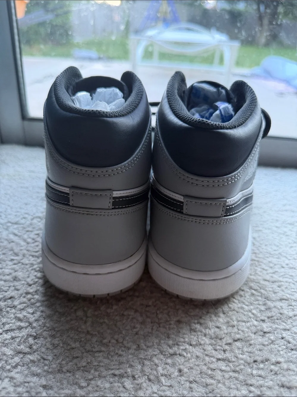 Jordan Men's Mid-Top Sneakers — White, Gray & Black - Size 8.